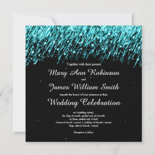 Elegant Wedding Save the Date Stars Turquoise