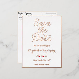 Elegant Wedding Save the Date White Rose Gold Folie Uitnodiging Briefkaart