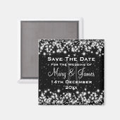 Elegant Wedding Save the Date Winter Sparkle Black Magneet (Voorkant / Achterkant)