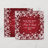 Elegant Wedding Save the Date Winter Sparkle Red (Voorkant / Achterkant)