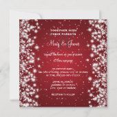 Elegant Wedding Save the Date Winter Sparkle Red (Achterkant)