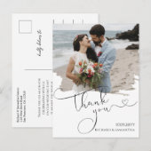 Elegant Wedding Script Thank You Photo Briefkaart (Voorkant / Achterkant)
