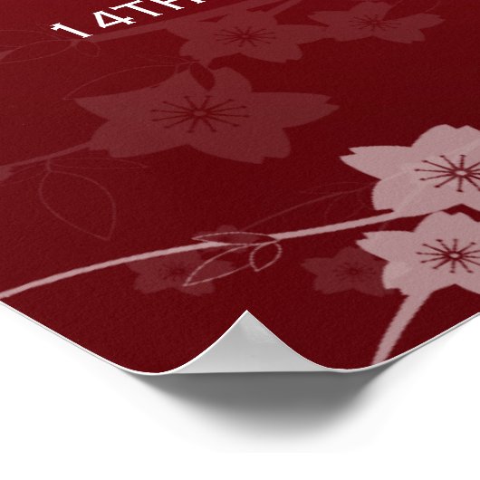 Elegant Wedding Seating Chart Cherry Blossom Red Poster (Hoek)