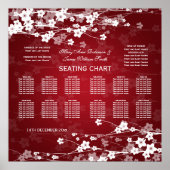 Elegant Wedding Seating Chart Cherry Blossom Red Poster (Voorkant)