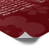 Elegant Wedding Seating Chart Flowery Heart Red Poster (Hoek)