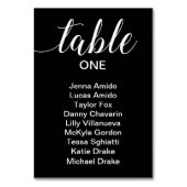 Elegant Wedding Seating Chart Kaart White op Black (Voorkant)