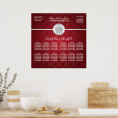 Elegant Wedding Seating Chart Royal Crown Red Poster (Keuken)