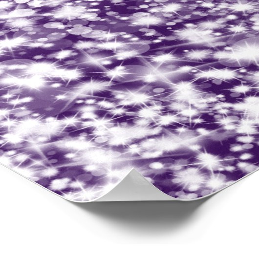 Elegant Wedding Seating Chart Star Sparkle Paars Poster (Hoek)