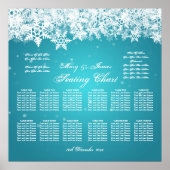 Elegant Wedding Seating Chart Winter Turquoise Poster (Voorkant)