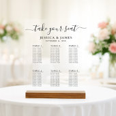 Elegant Wedding Seating Chart With 6 Tables Acryl Bord