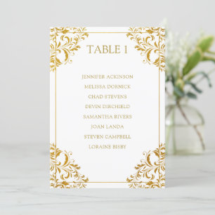 Elegant Wedding Seding Chart List Card  Gold Foil Kaart