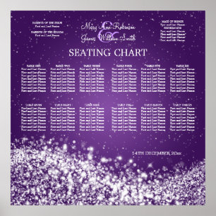 Elegant Wedding Seding Chart Sparging Wave Purpl Poster