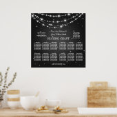 Elegant Wedding Seding Chart Sparking Chain Blac Poster (Keuken)