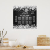 Elegant Wedding Seding Chart Sparking Night Blac Poster (Keuken)