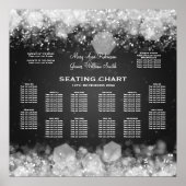 Elegant Wedding Seding Chart Sparking Night Blac Poster (Voorkant)