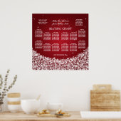 Elegant Wedding Seding Chart Star Sparkle Red Poster (Keuken)