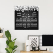 Elegant Wedding Seding Chart Winter Snow Black Poster (Thuiskantoor)