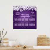 Elegant Wedding Seding Chart Winter Snow Paars Poster (Keuken)