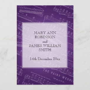 Elegant Wedding Sheet Music Paars Kaart