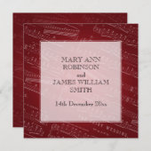 Elegant Wedding Sheet Music Red Kaart (Voorkant / Achterkant)