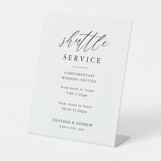 Elegant Wedding Shuttle Service Sign Reclamebord Met Voetstuk (Voorkant)
