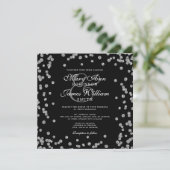 Elegant Wedding Silver Glitter Confetti Black (Staand voorkant)