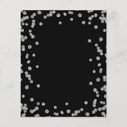 Elegant Wedding Silver Glitter Confetti Black (Achterkant)
