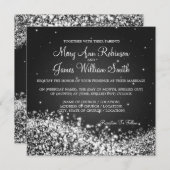 Elegant Wedding Sparging Wave 2 Black Kaart (Voorkant / Achterkant)