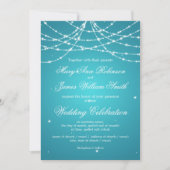 Elegant Wedding Sparking String Turquoise Kaart (Voorkant)