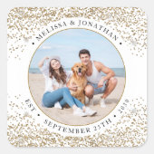 Elegant Wedding Specialized Gold Glitter Foto Vierkante Sticker (Voorkant)
