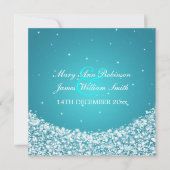 Elegant Wedding Star Sparkle Blue Kaart (Voorkant)