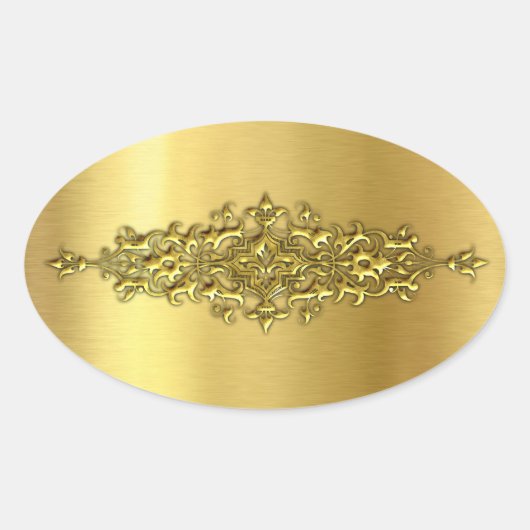 Elegant Wedding Stickers, Gold Ovale Sticker (Voorkant)