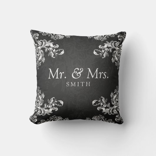 Elegant Wedding  Swirls 2 Black Kussen (Voorkant)