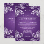 Elegant Wedding  Swirls 2 Paars Kaart (Voorkant / Achterkant)