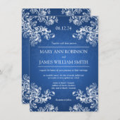 Elegant Wedding Swirls 2 Sapphire Blue Kaart (Voorkant / Achterkant)