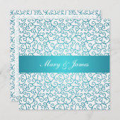 Elegant Wedding Swirls Pattern Aqua Blue Kaart (Voorkant / Achterkant)