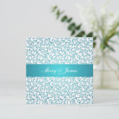 Elegant Wedding Swirls Pattern Aqua Blue Kaart (Staand voorkant)