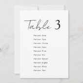 Elegant Wedding Table Number Script Seating Chart Kaart (Voorkant)