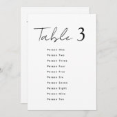 Elegant Wedding Table Number Script Seating Chart Kaart (Voorkant / Achterkant)