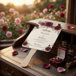 Elegant Wedding Timeline Program Hand Fan Handwaaier