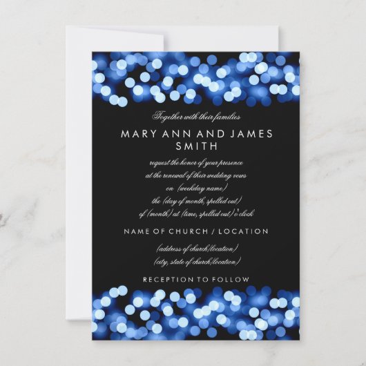Elegant Wedding Vow Renewal Blue Hollywood Glam Kaart (Voorkant)