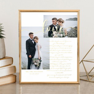 Elegant Wedding Vows Love Script Minimum Two Photo Folie Afdrukken
