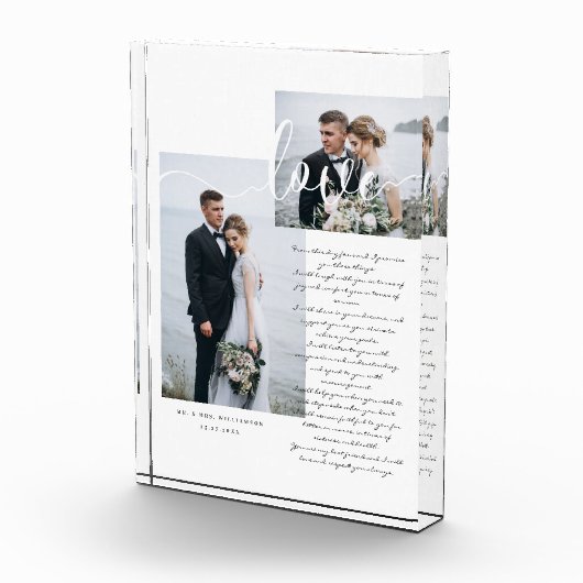 Elegant Wedding Vows Love Script Minimum Two Photo Fotoblokken (Rechts)