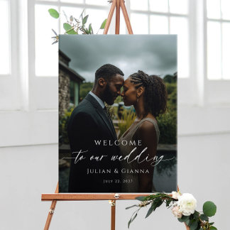 Elegant wedding welcome photo poster