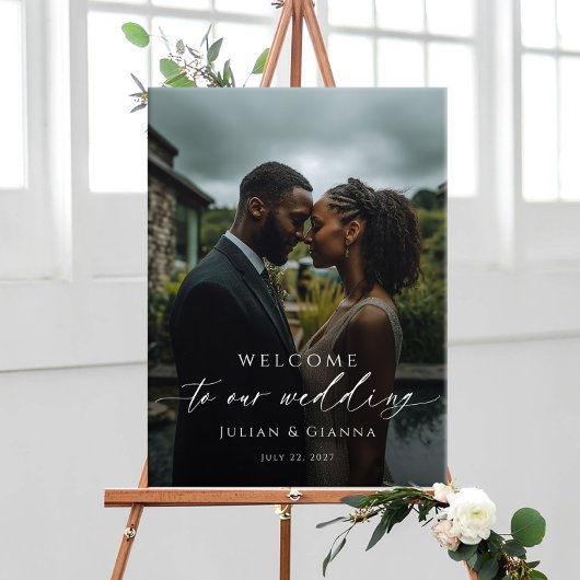 Elegant wedding welcome photo poster