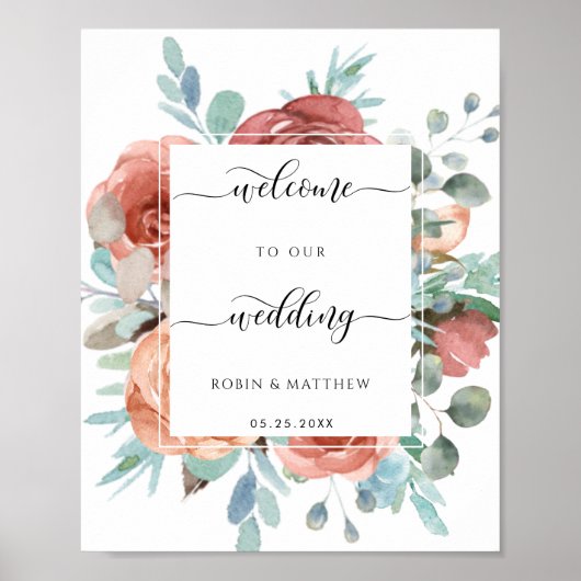Elegant Wedding Welcome Sign. Etheral Floral Poster (Voorkant)