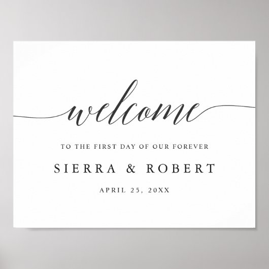 Elegant Wedding Welkomstteken met zwart script Poster (Voorkant)