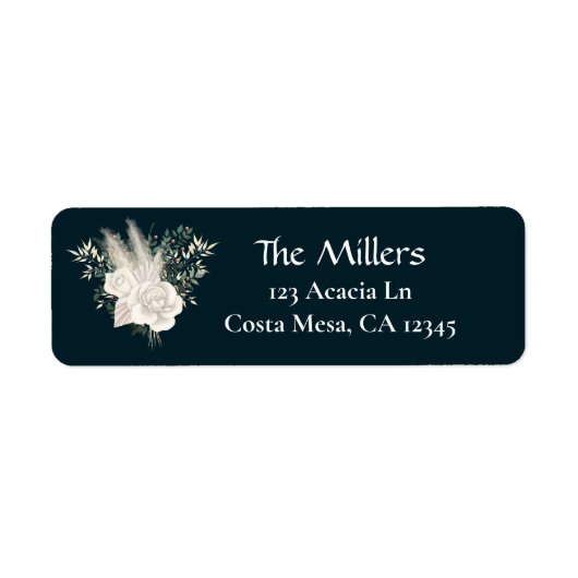 Elegant Wedding White Roses Return Address Label (Voorkant)