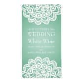 Elegant Wedding Wine Label Lace Mint Green (Voorkant)