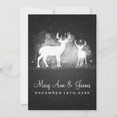 Elegant Wedding Winter Deer Sparkle Black Kaart (Achterkant)